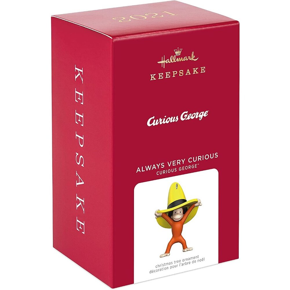 New! Curious George Yellow Hat Hallmark Keepsake Christmas Ornament 2021